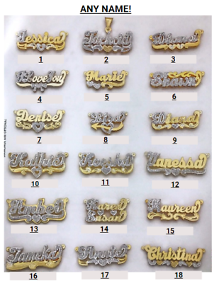 #ad Personalized Silver Gold Script Double ANY NAME Plate Necklace Chain NEW A $43.23