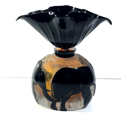 #ad Spectacular Steven Correia Style Safari Elephants Art Glass XL Perfume Bottle $450.00