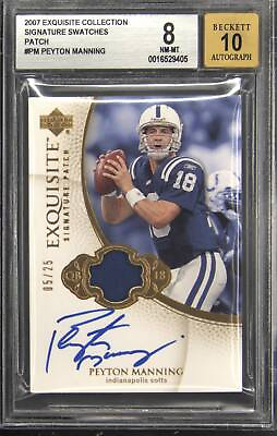 #ad 2007 Exquisite Collection Peyton Manning Autograph #PM 05 25 BGS 8 $499.99