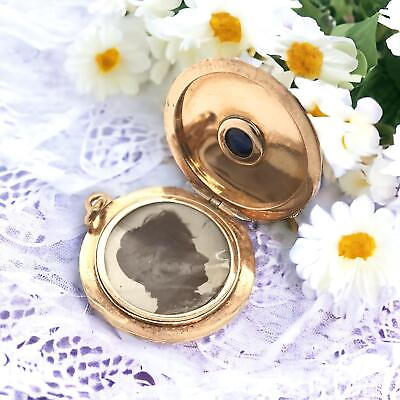 #ad ANTIQUE EDWARDIAN 18K GOLD LOCKET WITH SAPPHIRE $950.00