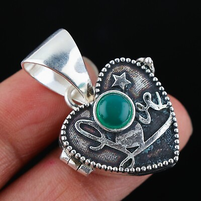 #ad Green Onyx Gemstone Poison Pendant925 Sterling Silver Handmade Poison Pendant. $18.58