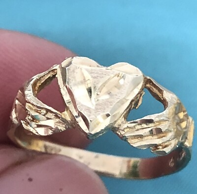 #ad 14KT YELLOW GOLD IRISH CLADDAGH RING Size 7 Heart Shaped Finest Jewelry $186.07