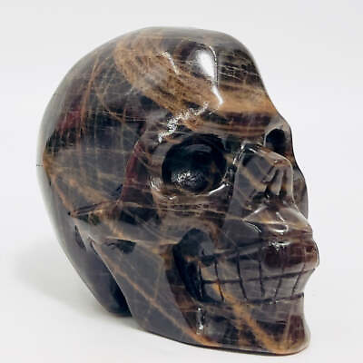 #ad Black Moonstone Skull Healing Crystal Carving 738g AU $279.00