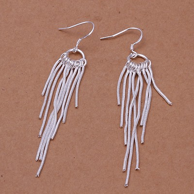 #ad 925 Sterling Silver Drop Dangle Chandelier Hook Earrings L15 $8.99