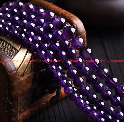 #ad Wholesale 6 8 10 12mm Natural Purple Jade Round Gemstone 15 In Loose Beads $2.89