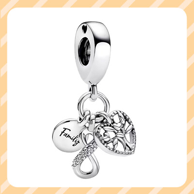 #ad New Family Infinity Triple Dangle Charm 925 Sterling Silver Women Bracelet Charm $15.00