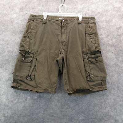 #ad Calvin Klein Mens Shorts 38 Green Cargo Cotton Casual Zip Flat Front Pockets $14.95