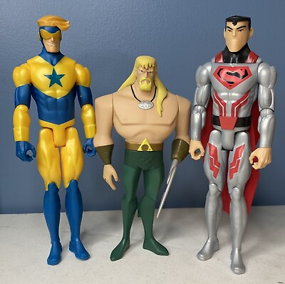 #ad Lot Of 3 DC Justice League Action Figures: Booster Gold Aquaman Steel Superman $50.00