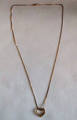 #ad 14k Yellow Gold Open Heart Necklace 1.6g 18quot; $115.00