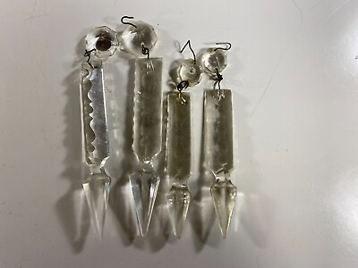 #ad Chandelier Drop Prisms Top Bead Glass Icicle Pendants Crystal 3.5quot; French Cut $14.95