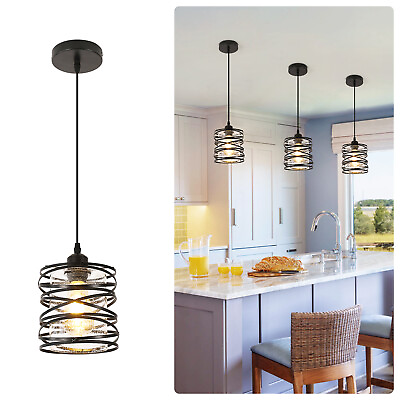 #ad Modern Black Pendant with Glass Shade Kitchen Island E26 Ceiling Lights $28.79
