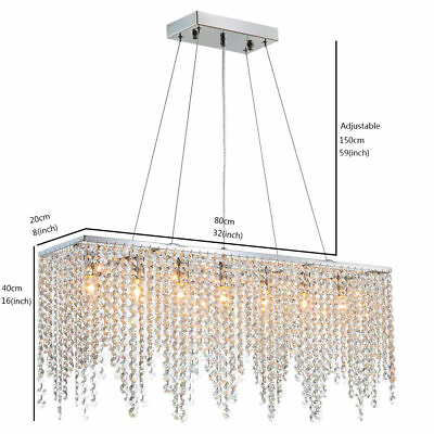 #ad Modern Rectangular Raindrop Crystal Chandelier Light Ceiling Light Pendant Lamp $66.15