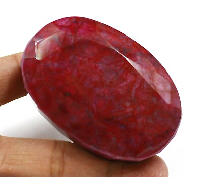 #ad Fantastic 400 500 Ct Natural Red Ruby Oval Cut Certified African Gemstone OMT $13.74