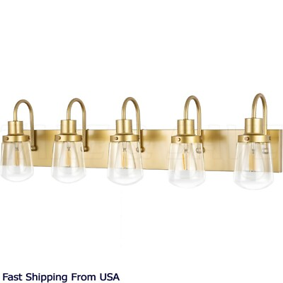 #ad Modern Bathroom Vanity Light 5 Light Farmhouse Vanity Lighting over Mirror GOLD $79.86