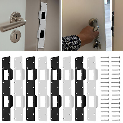 #ad 2Pcs Door Strike Plate Double Hole Security Reinforcement Striker Plates*☄ $21.29