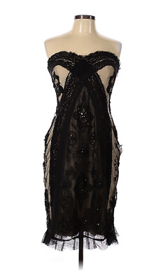 #ad NWT Basix Li Vtg Beaded Rhinestone#x27;s Lace Sweetheart neck Dress size 12 $112.99