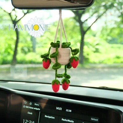 #ad NIB Hammonie Strawberry Crochet Car Hanging Handmade Unique Gift $10.50