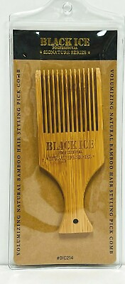 #ad Black Ice Professional Signature Series Natural Bamboo Hair Styling Pick Comb $10.95