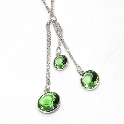 #ad 925 Silver Plated Peridot Ethnic Gemstone Handmade Necklace Jewelry 18quot; GW $4.99