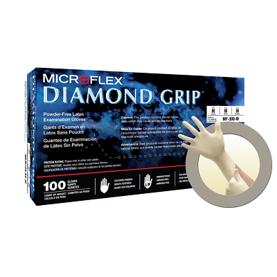 #ad Microflex MF300XL CASE Diamond Grip XL Disposable Latex White Gloves 1000pk $106.19