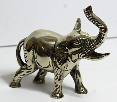 #ad Vintage Solid Brass Elephant Statue 4” Tall $12.00