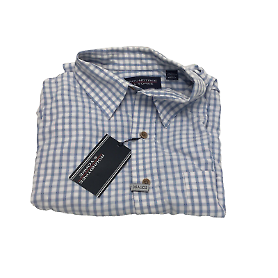 #ad ROUNDTREE amp; YORKE Men#x27;s Short Sleeve Plaid Shirt Modal Polyester Blue L $24.98