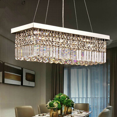#ad Modern K9 Crystal Pendant Light rectangle Ceiling Lamp Chandelier Lighting $143.64
