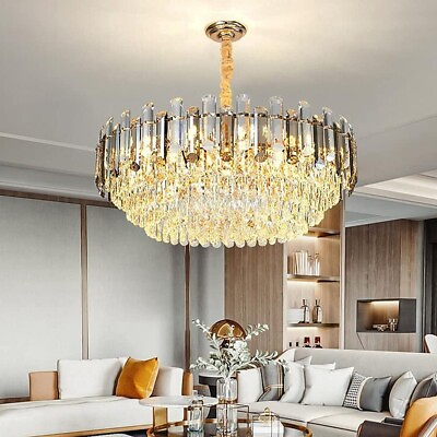 #ad 23.6quot; Luxury K9 Crystal Chandelier 8 Light Gold Ceiling Lighting Pendant Lamps $214.35