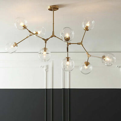#ad Modern Gold Pendant Light Glass Chandelier Lamp Flush Mount Hanging Fixtures $220.79