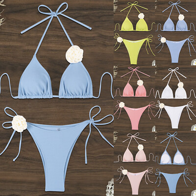 #ad sexy bikini swimsuit female 3D stereo flower bikini suit $9.90