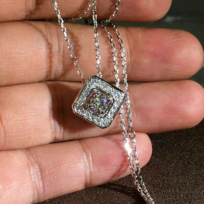 #ad Gorgeous Silver plated Necklace Pendant Women White Sapphire Wedding Simulated $3.35