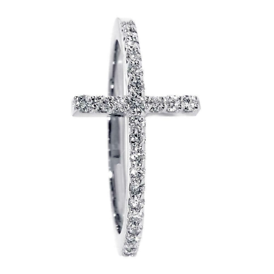#ad Women#x27;s Cross Christ Ring 0.58CT Round Cut Lab Created Daimond in 14K White Gold $254.99