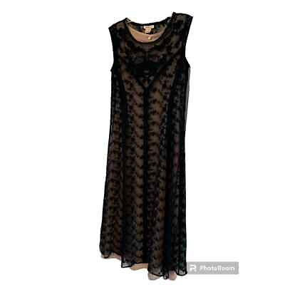 #ad Sundance Catalog Black Lace Midi Dress Nude Lining Sleeveless SZ 6 $59.00