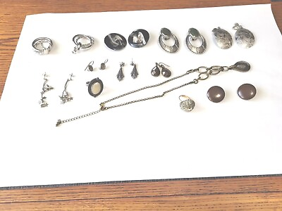 #ad Vintage Silver Ring Women#x27;s Costume Jewelry Assortment 9 Pair Earrings Necklace $21.88