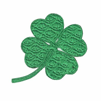 #ad 4 Leaf Clover Textured Motif Iron On Embroidered Applique Patch $10.99