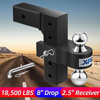 #ad XPE 2.5quot; Receiver 8quot; Drop Adjustable Towing Hitch Dual Ball Mount Trailer 18500 $105.99