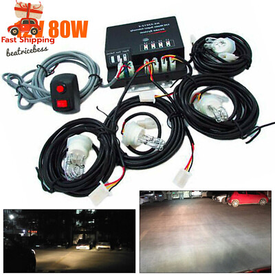 #ad LED Strobe LightsCar Truck Hazard Emergency Warning Lamp4 HID Bulbs 80W DC 12V $58.85
