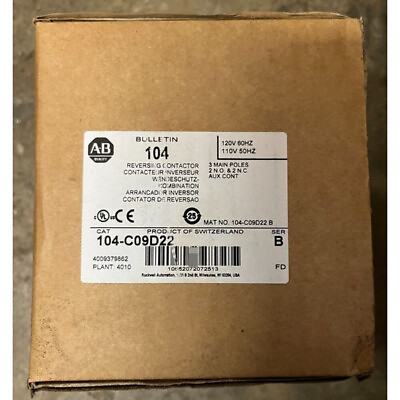 #ad 104 C09D22 AB IEC 9 A Reversing Contactor Expedited Shipping New 104C09D22 GQ $298.00