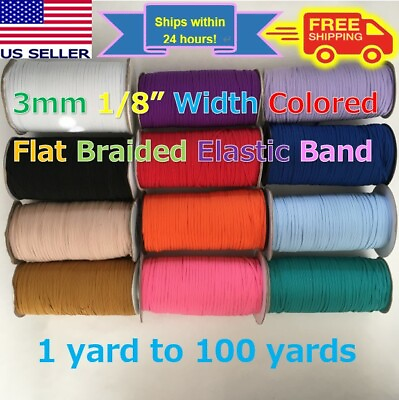 #ad #ad 3mm 1 8 Inch Colored Flat Braided Elastic Band Cord for DIY Face Masks $2.99