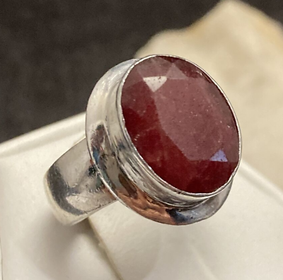 #ad Vintage Faceted Red Cherry Quartz Ring Size 5.5 Sterling Silver 925 8g $34.60
