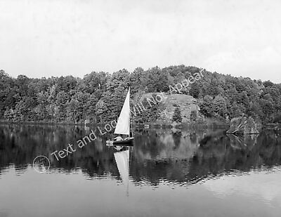 #ad 1940 Small Sailboat on Lake Vesuvius Ohio Vintage Old Photo Reprint $16.68
