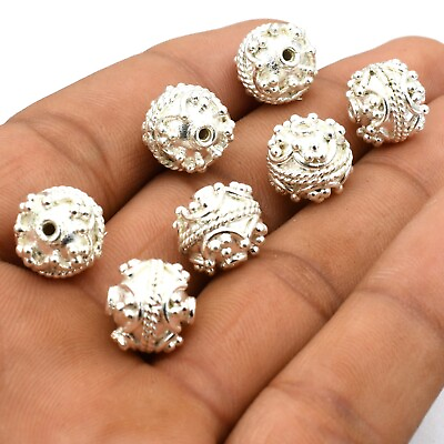 #ad 10 Pcs 10mm Bali Bead Sterling Silver Plated Jewelry Making Bead me 477 $5.99