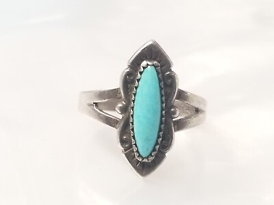 #ad Stamped 925 Sterling Silver Turquoise Ring sz 8 3.6gr $38.05