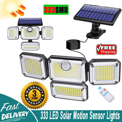 #ad 333 LED Solar Lights Outdoor 3000LM Waterproof Motion Sensor Security Wall Lamp $17.89