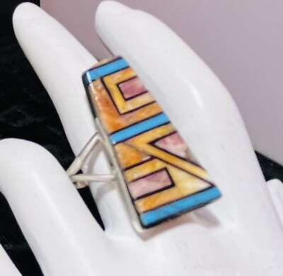 #ad Navajo Sterling Spiny Oyster Turquoise Ring #805 $72.00