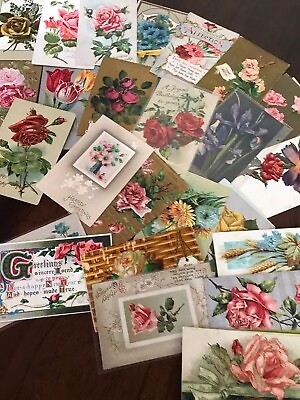 #ad Lot of 25 Vintage 1900’s Greetings Postcards Antique In Sleeves Free Shipping $39.95
