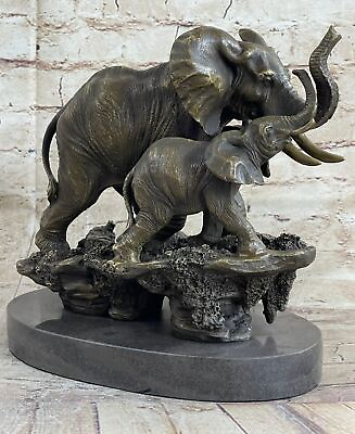 #ad Hotcast African Elephant Animal Wild L Bronze Sculpture Figurine Statue Desk Top $244.65