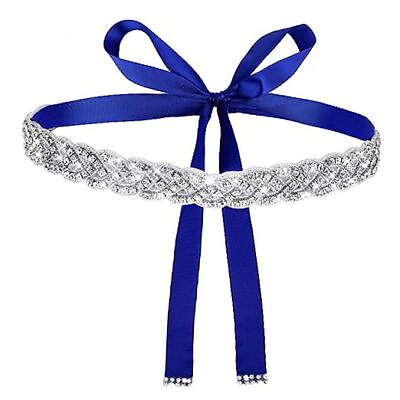 #ad Handcrafted Bridal Rhinestone Wedding Waist Belt for Women Bling Crystal Blue $17.83
