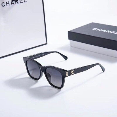 #ad Chanel 5482H Women Sunglasses Polished Black Frame w Pearls amp; Gold CC Logo $200.00