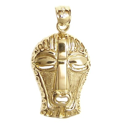 #ad New 14k Gold African Tribal Mask Pendant $279.99